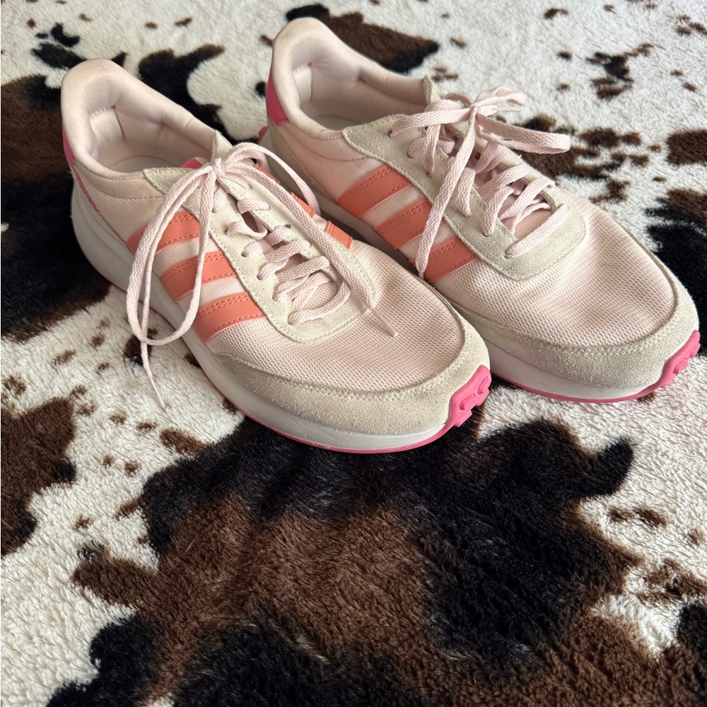 Adidas Pink and Cream Casual Sneakers